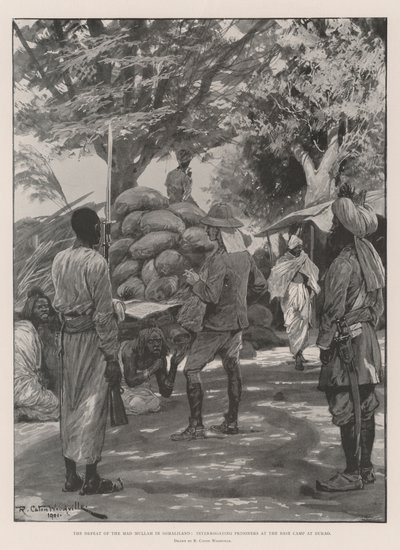 The Defeat of the Mad Mullah in Somaliland, Interrogating Prisoners at the Base Camp at Burao by Richard Caton Woodville junior